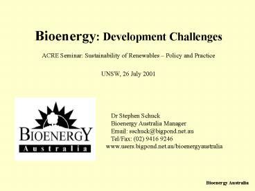 PPT – Bioenergy: Development Challenges PowerPoint presentation | free to view - id: 14d152-MWFmM