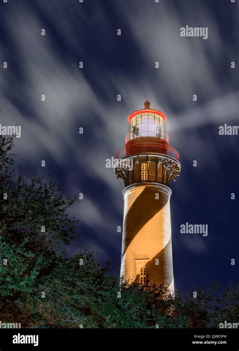 St Augustine lighthouse at night Stock Photo - Alamy