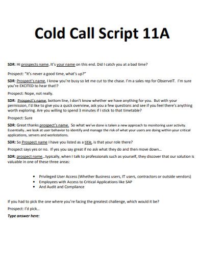 Cold Calling Script - 10+ Examples, Format, Doc, Pdf