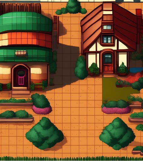 Lexica - 2d pixel art game asset, top down view rpg house inspired by Stardew Valley and Animal ...