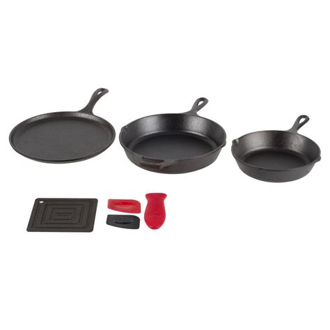 Lodge 7-Piece Essential Pre-Seasoned Cast Iron Skillet Set - Includes 8" and 10 1/4" Skillets ...