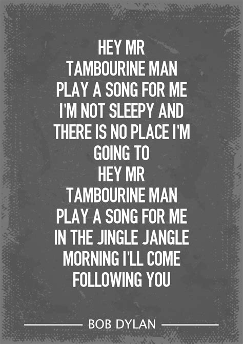 Bob Dylan Mr Tambourine man lyrics art print | Etsy