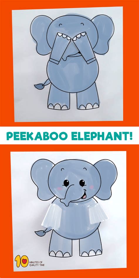 Peekaboo Elephant Printable Craft | Printable crafts, Arts and crafts for kids, Fun easter crafts