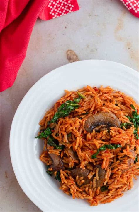 Vegetarian Jollof Rice With Kale And Mushroom · eat well abi