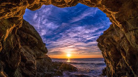 Malibu, California, sunset, beach, ocean, coast, sky, 4K HD Wallpaper