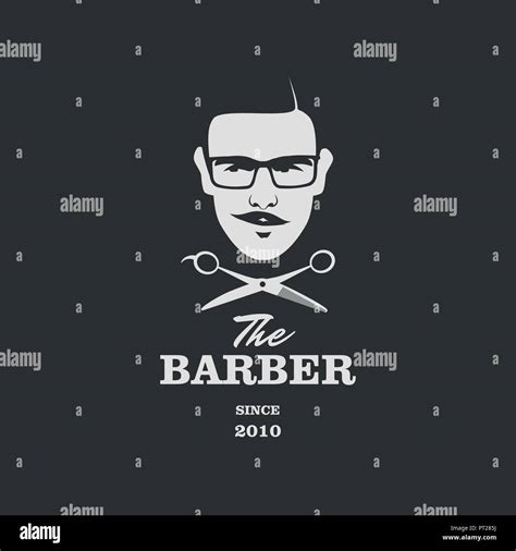 The Barber. Handsome man with mustache. Scissors. Barber shop symbol Stock Vector Image & Art ...