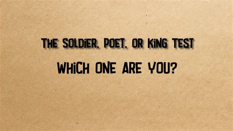 The Soldier, Poet, or King Test - Which One Are You? - Quizondo