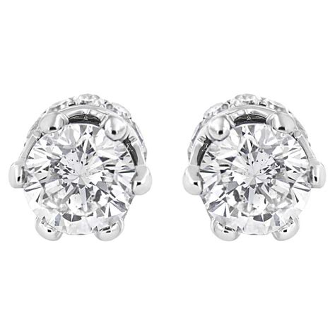 GIA Certified Diamond Stud Earrings 2.62 Carat E-G SI2-I1 18 Karat ...