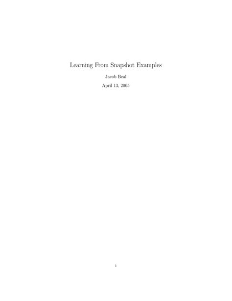 (PDF) Learning From Snapshot Examples