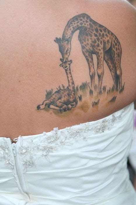 mom and baby giraffe tattoo - lineartdrawingsaestheticcouple