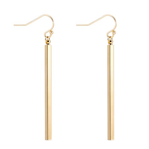 Gold Bar Earrings,bar Dangle Earrings,dainty Skinny Bar Earrings,18k ...