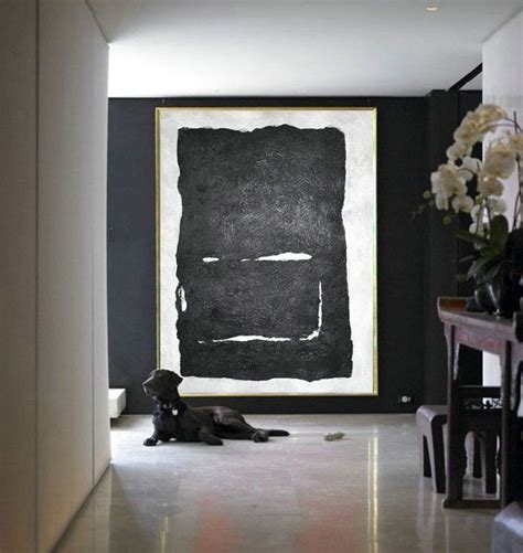 Modern Abstract Painting, Black And White Original Minimalist Art, Geometric Art, Large Canvas ...