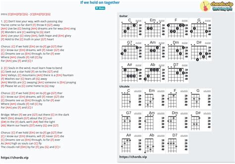 Chord: If we hold on together - tab, song lyric, sheet, guitar, ukulele ...