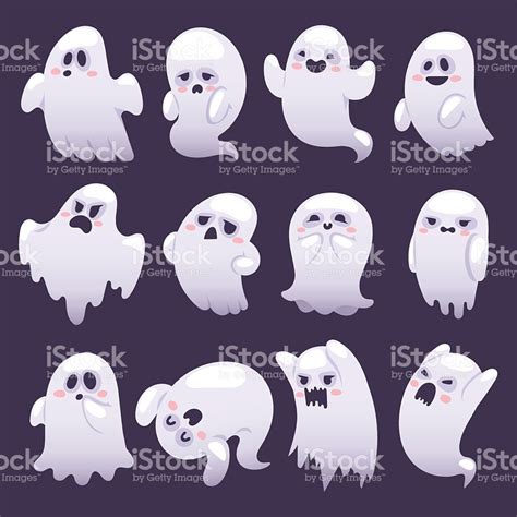 Cartoon spooky Ghost character vector set. Spooky and scary holiday... | Ghost cartoon ...