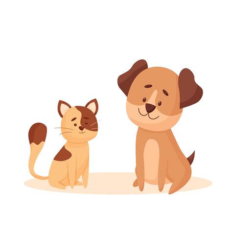 Cartoon cat and dog sitting together 3150298 Vector Art at Vecteezy