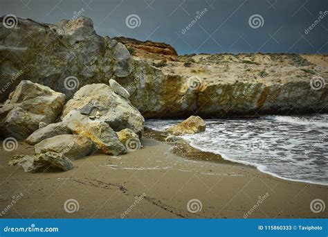 Beautiful Beach with Rock Formations in Milos Stock Image - Image of ...