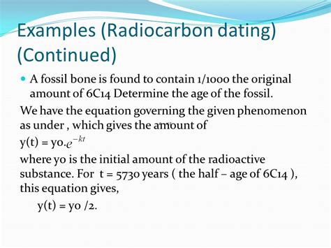 Radiocarbon dating equation - Dating