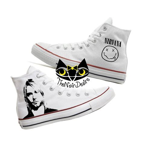 Hand Painted Converse Kurt Cobain Nirvana Shoes - Etsy