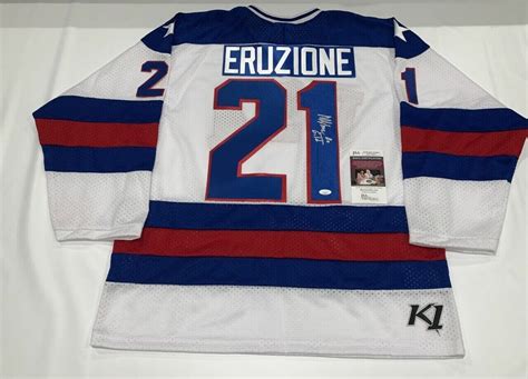 MIKE ERUZIONE SIGNED K1 1980 TEAM USA JERSEY GOLD MIRACLE OLYMPICS PROOF JSA COA Opens in a new ...