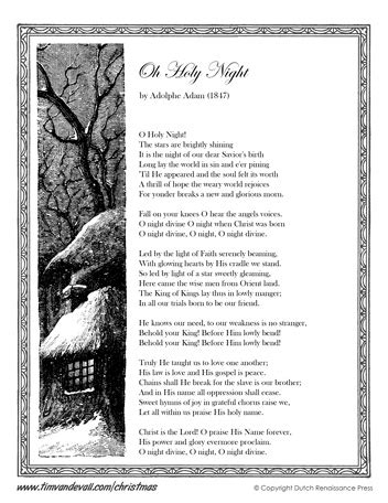 Oh Holy Night Lyrics - Tim's Printables