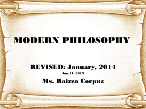 2014 Revised Modern philosophy | PPT