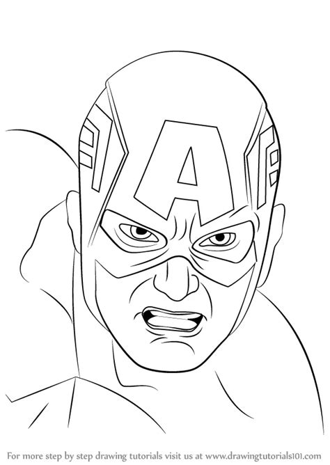 Learn How to Draw Captain America Face (Captain America) Step by Step ...