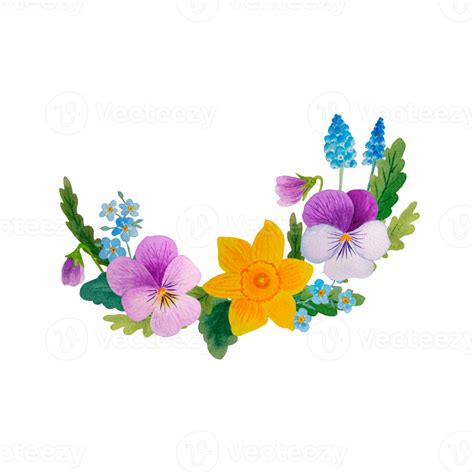 Watercolor spring flowers bouquet 12596554 PNG