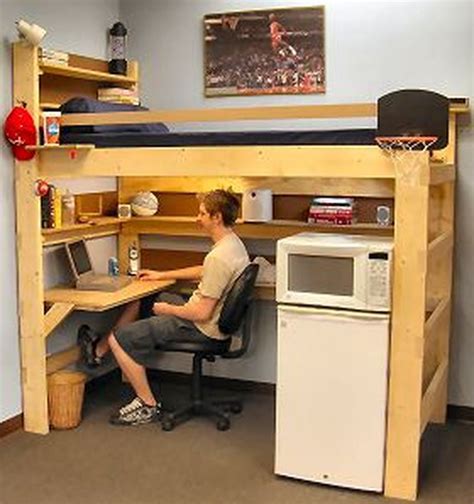 Nice 41 Genius Dorm Room Space Saving Storage Ideas. | Loft bed plans, College loft beds, Diy ...