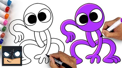 Rainbow Friends 🌈 How To Draw Purple | Draw & Color Art Tutorial - YouTube