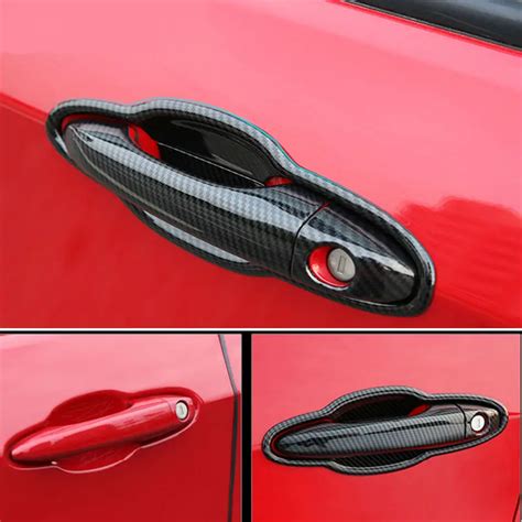 Car styling Fake Carbon Fiber Car Accessories Exterior Door Handle Cover Handle Bowl Trim ...