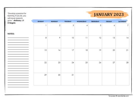 2023 calendar printable with notes - free download printable calendar ...