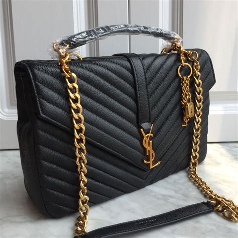 Ysl Saint Laurent college bag large size black gold | Ysl bag black, Ysl bag, Bags