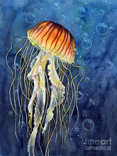 Jellyfish Art Print by Hailey E Herrera | Jellyfish painting, Jellyfish art, Watercolor ...