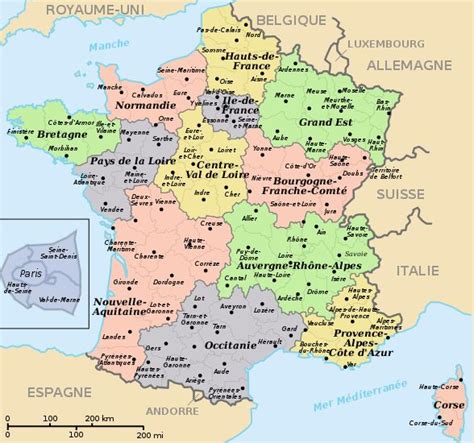 Carte des nouvelles régions de France 2016 (avec les départements).Et ...