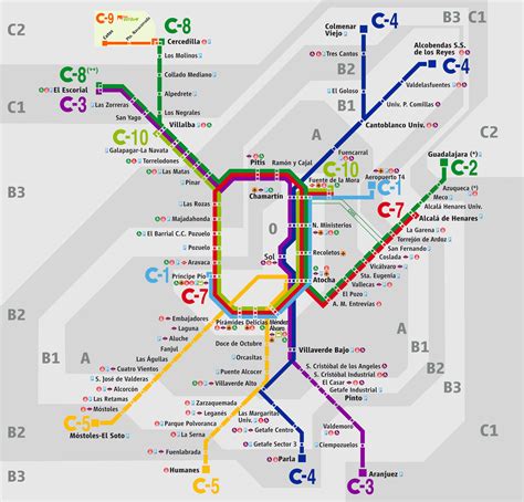 Map of Madrid train (cercanías): stations & lines