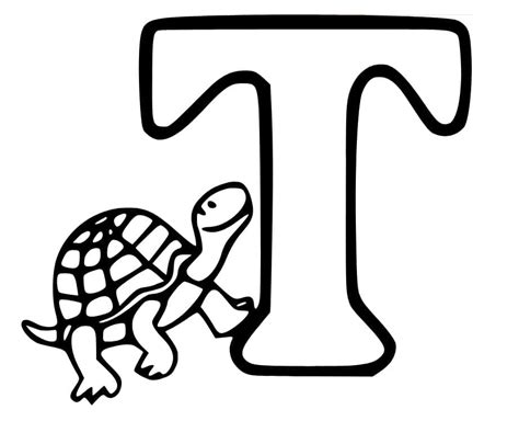 Turtle Letter T coloring page - Download, Print or Color Online for Free