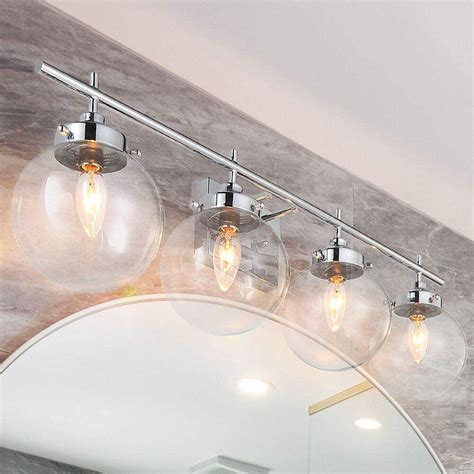 Vanity Art Elegant Bathroom Vanity 4 Light Clear Glass Shade Indoor ...