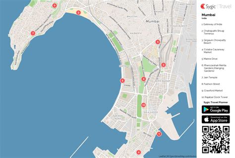 Tourist map of Mumbai - Mumbai attractions map (Maharashtra - India)