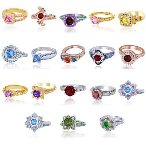 925 Sterling Silver Multicolor CZ Disney Princess Engagement & Wedding ...