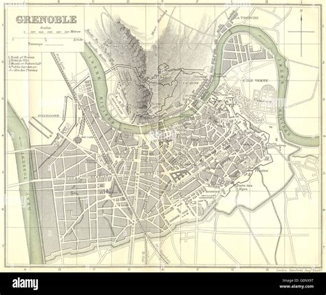 ISÈRE: Grenoble, 1899 Mappa antichi Foto stock - Alamy