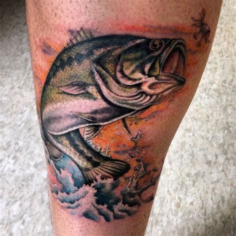 Largemouth Bass Jumping Tattoo