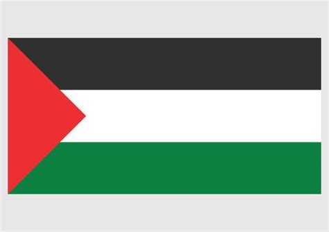 Photograph. Illustration of Palestinian flag, with three equal horizontal black, white and green ...