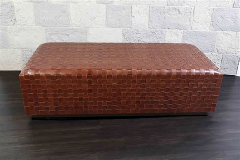 Dentro Home | Athena Woven Leather Ottoman