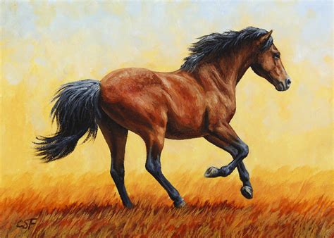 Running Horse - Evening Fire Painting by Crista Forest