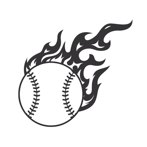 Hot baseball fire logo silhouette. softball club graphic design logos or icons. vector ...