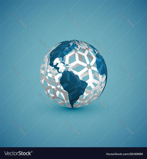 Blue globe map with pattern sphere Royalty Free Vector Image