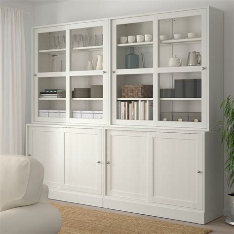 HAVSTA storage with sliding glass doors, white, 951/4x181/2x831/2" - IKEA
