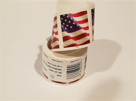 USPS Forever Stamps 2017 or 2018 Roll Coil of 100 US Flag Postage ...