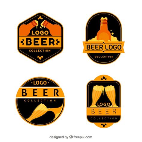 Free Vector | Flat beer logo collection