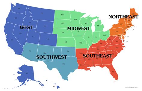 Map Of United States In Regions - Grayce Gerhardine